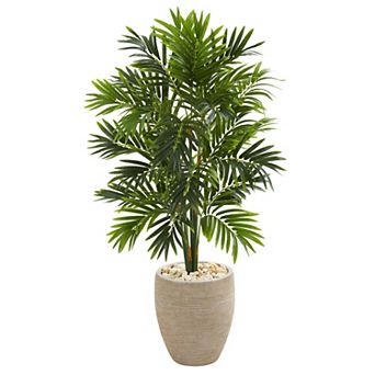 nearly natural 4-ft. Areca Artificial Palm Tree in Sand Colored Planter