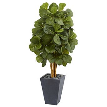nearly natural 5.5-ft. Fiddle Leaf Artificial Tree in Slate Planter