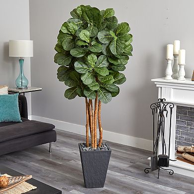 nearly natural 5.5-ft. Fiddle Leaf Artificial Tree in Slate Planter