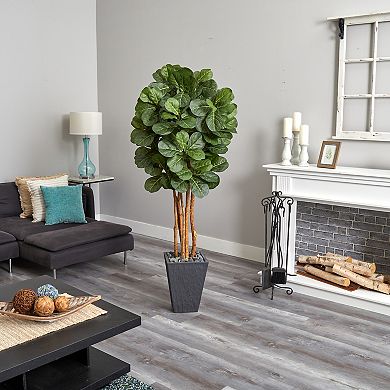 nearly natural 5.5-ft. Fiddle Leaf Artificial Tree in Slate Planter