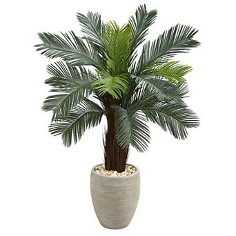 nearly natural 4.5-ft. UV Resistant Cycas Artificial Tree in Oval Planter