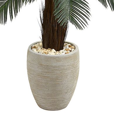nearly natural 4.5-ft. UV Resistant Cycas Artificial Tree in Oval Planter