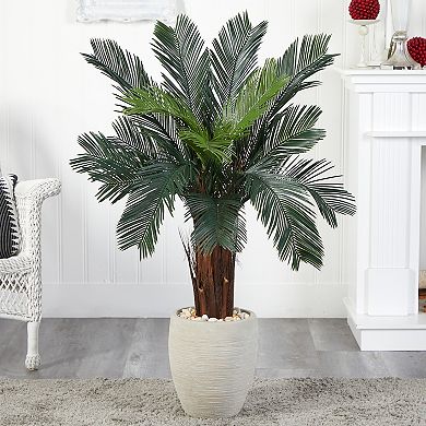 nearly natural 4.5-ft. UV Resistant Cycas Artificial Tree in Oval Planter