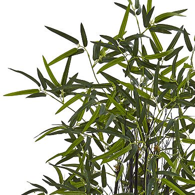 nearly natural 5-ft. Black Bamboo Artificial Tree in White Oval Planter