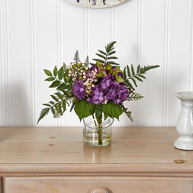 nearly natural 14-in. Hydrangea & Berry Artificial Arrangement