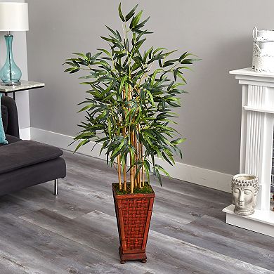 nearly natural 4.5-ft. Bamboo Artificial Tree in Decorative Planter