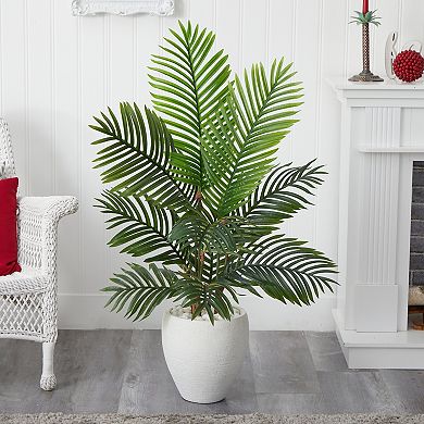 nearly natural 4.5-ft. Paradise Palm Artificial Tree in White Planter