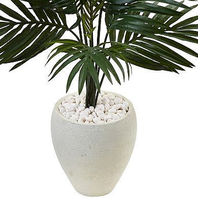 nearly natural 4.5-ft. Kentia Palm Artificial Tree in White Oval Planter