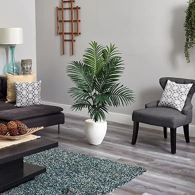 nearly natural 4.5-ft. Kentia Palm Artificial Tree in White Oval Planter