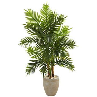 nearly natural 5-ft. Real Touch Areca Palm Artificial Tree in Sand Colored Planter