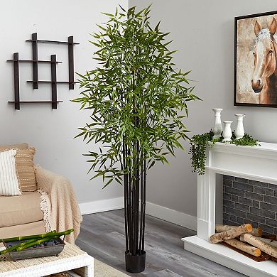nearly natural 6-ft. UV Resistant Black Bamboo Tree