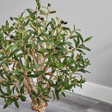 nearly natural 3.5-ft. Olive Artificial Tree in White Tower Planter