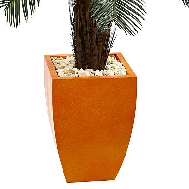 nearly natural 4.5-ft. UV Resistant Cycas Artificial Tree in Orange Planter