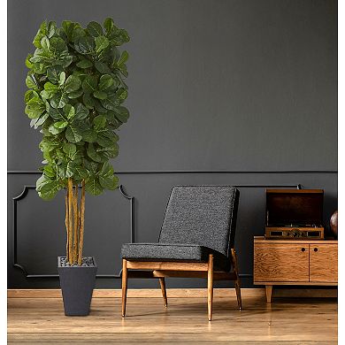 nearly natural Fiddle Leaf Artificial Tree in Slate Planter