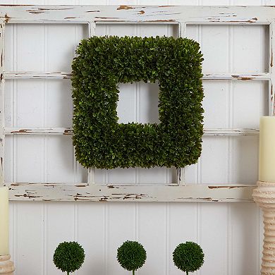 nearly natural 17-in. UV Resistant Tea Leaf Square Wreath