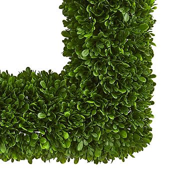 nearly natural 17-in. UV Resistant Tea Leaf Square Wreath