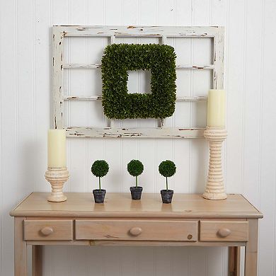 nearly natural 17-in. UV Resistant Tea Leaf Square Wreath