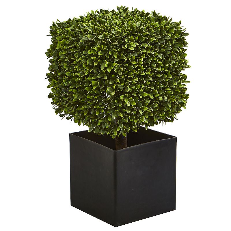 Nearly Natural 27 in. Boxwood Artificial Plant with Planter
