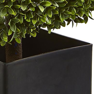 nearly natural 27-in. Boxwood Artificial Plant in Black Planter