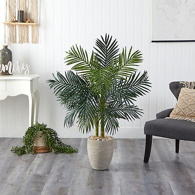 nearly natural 4.5-ft. Golden Cane Palm Artificial Tree in Oval Planter