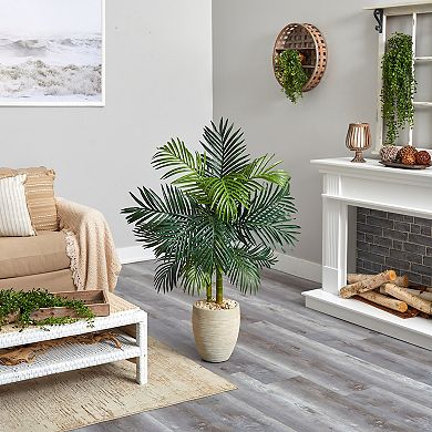 nearly natural 4.5-ft. Golden Cane Palm Artificial Tree in Oval Planter