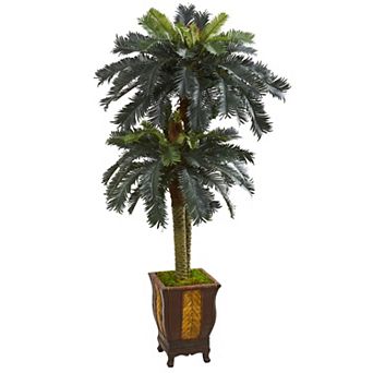 nearly natural 6-ft. Double Sago Palm Artificial Tree in Designer Planter