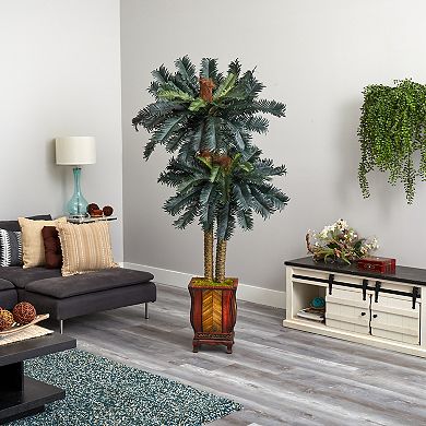 nearly natural 6-ft. Double Sago Palm Artificial Tree in Designer Planter
