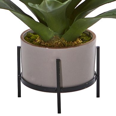 nearly natural 14-in. Agave Succulent in Decorative Planter