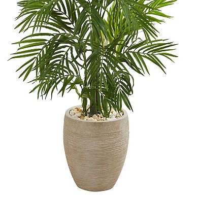 nearly natural 5-ft. Areca Palm Artificial Tree in Sand Colored Planter