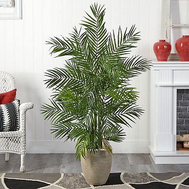 nearly natural 5-ft. Areca Palm Artificial Tree in Sand Colored Planter