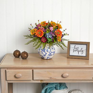 nearly natural 15-in. Mixed Floral Artificial Arrangement in Floral Vase