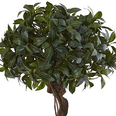 nearly natural 4.5-ft. Sweet Bay Double Topiary Artificial Tree in Farmhouse Planter