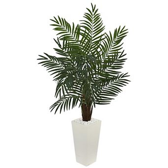 nearly natural 5.5-ft. Areca Artificial Palm Tree in White Tower Planter