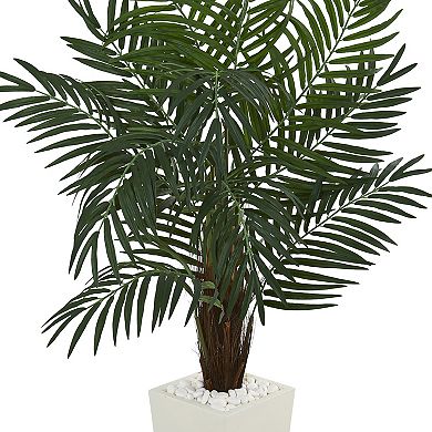 nearly natural 5.5-ft. Areca Artificial Palm Tree in White Tower Planter