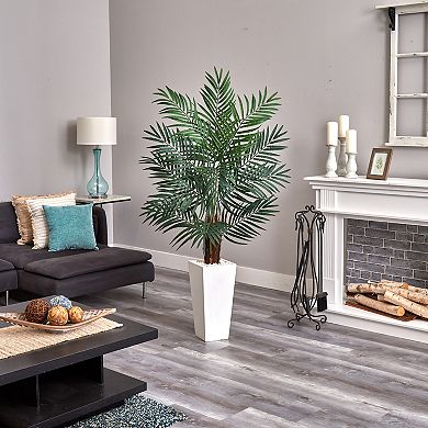 nearly natural 5.5-ft. Areca Artificial Palm Tree in White Tower Planter