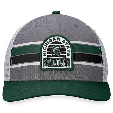 Men's Top of the World Gray/Green Michigan State Spartans Aurora Trucker Adjustable Hat