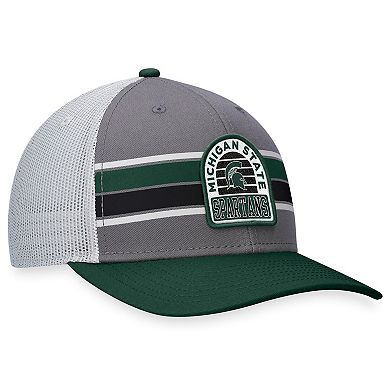 Men's Top of the World Gray/Green Michigan State Spartans Aurora Trucker Adjustable Hat