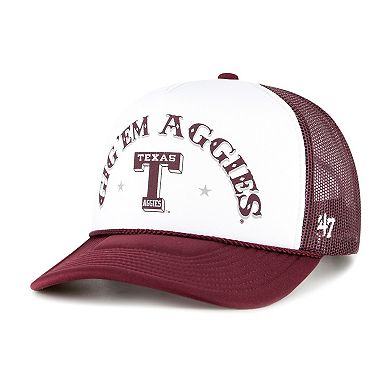 Men's '47 White/Maroon Texas A&M Aggies Article Foam Front Trucker Hat