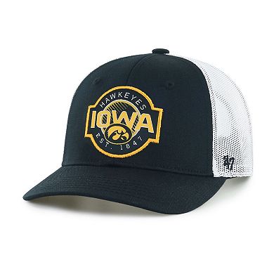 Youth '47 Black Iowa Hawkeyes Scramble Trucker Adjustable Hat