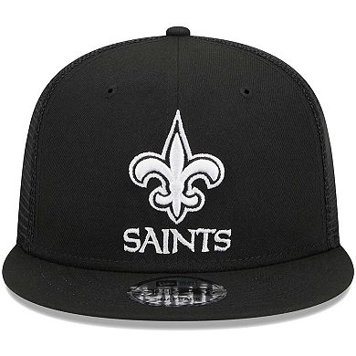 Men's New Era Black New Orleans Saints Main Trucker 9FIFTY Snapback Hat