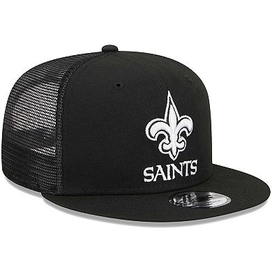 Men's New Era Black New Orleans Saints Main Trucker 9FIFTY Snapback Hat