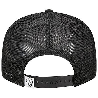 Men's New Era Black Milwaukee Brewers Trucker 9FIFTY Snapback Hat