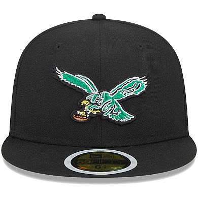 Youth New Era Black Philadelphia Eagles 1987-95 Gridiron Classics Throwback Logo Main 59FIFTY Fitted Hat