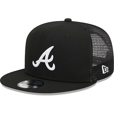 Men's New Era Black Atlanta Braves Trucker 9FIFTY Snapback Hat