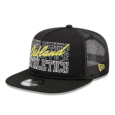Men's New Era Black Oakland Athletics Street Team A-Frame Trucker 9FIFTY Snapback Hat