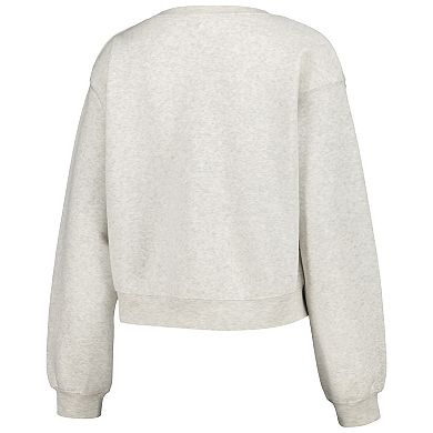 Women's ZooZatz Oatmeal Michigan Wolverines Core Chenille Cropped Pullover Sweatshirt