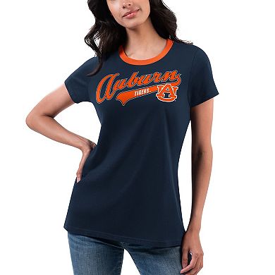 Women's G-III 4Her by Carl Banks Navy Auburn Tigers Recruit Ringer T-Shirt