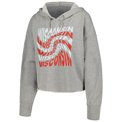 Women's ZooZatz Gray Wisconsin Badgers Swirl Cropped Pullover Hoodie