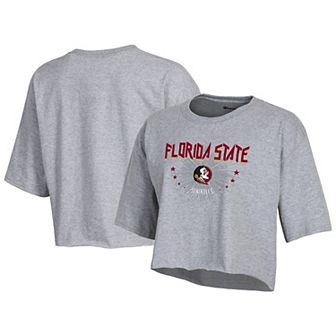 Women's Champion Gray Florida State Seminoles Boyfriend Cropped T-Shirt