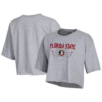 Women's Champion Gray Florida State Seminoles Boyfriend Cropped T-Shirt